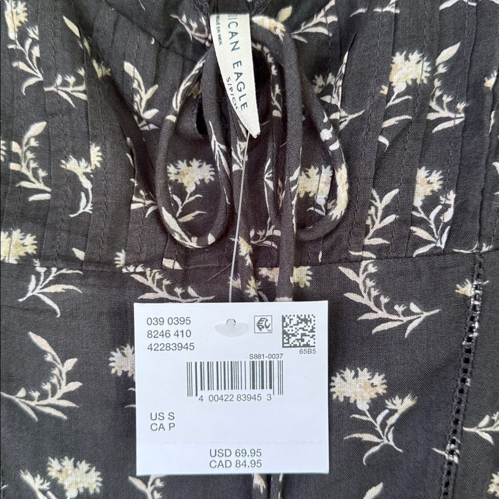 American Eagle Outfitters Grey Floral Tie-Front Maxi Dress - Picture 2 of 4
